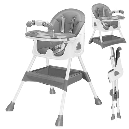 Foldable Baby High Chair 6 Months Plus, with Large Antislip Pad & ToyRack, Easy to Clean, Feeding ,
