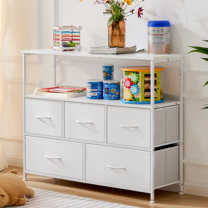 Fireplace ,TV Stand ,Dresser , With 5 Fabric Drawers ,Storage  Display Cabinet