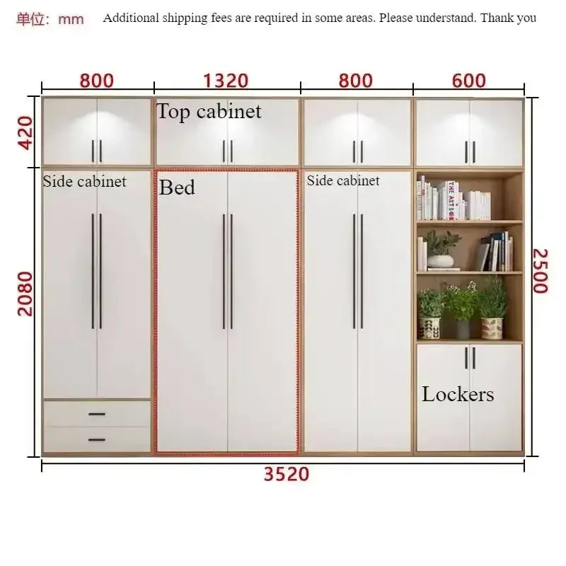 Full Murphy Bed with Closet Organizer with Drawers, Space-Saving, Hidden Bed ,for Multipurpose Room