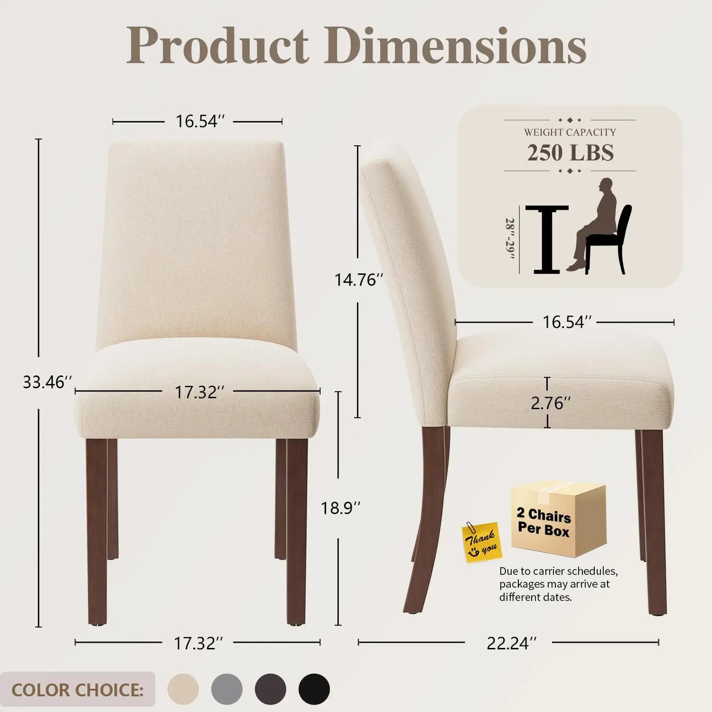 Dining Chairs Set of 6, Modern Dining Room Chairs with Wooden Legs, Upholstered Kitchen Farmhouse Parsons Chairs, Customized