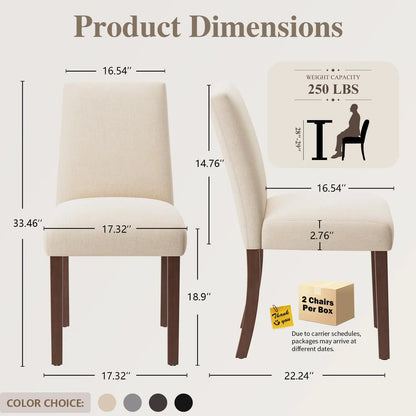 Dining Chairs Set of 6, Modern Dining Room Chairs with Wooden Legs, Upholstered Kitchen Farmhouse Parsons Chairs, Customized