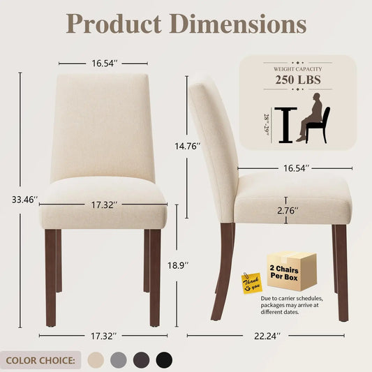 Dining Chairs Set of 6, Modern Dining Room Chairs with Wooden Legs, Upholstered Kitchen Farmhouse Parsons Chairs, Customized