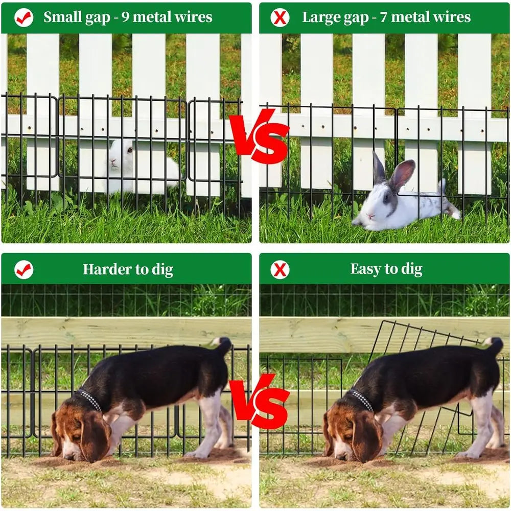 26 Panels Animal Barrier Fence No Dig, 1.25" Gap 28 Ft(L) X 17 in(H) Rustproof, Metal, Garden Fencing
