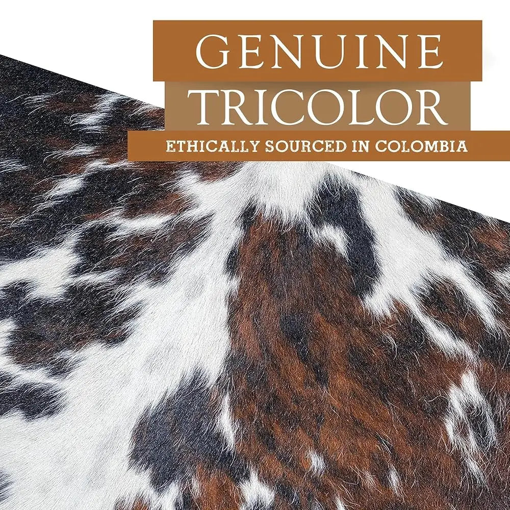 100% Genuine Tricolor Cow Skin Leather Cowhide Rug & Floor Carpet