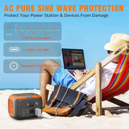 300W Portable Power Station, 260Wh/70400mAh Outdoor Solar Generator, Mobile Lithium Battery Pack, 110V Outlet solar power