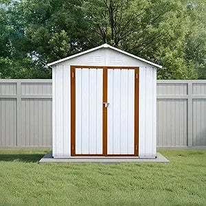 12x10 Ft Storage Shed Outdoor, XL Permanent Steel Building with Window, Sliding Doors and 4 Air Vents for Backyard, Garden, Patio