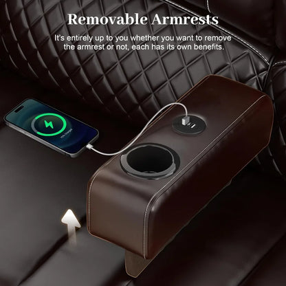 Recliner Sofa, Manual Reclining Loveseat with Removable Armrest, Faux Leather