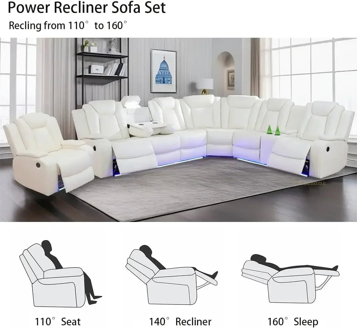 Hot sales, Power Recliner Adjustable Sofa, Loveseat Chair with Storage