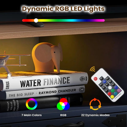 Fireplace TV Stand, Farmhouse Entertainment Center with 23" Electric Fireplace for TVs UP to 65",