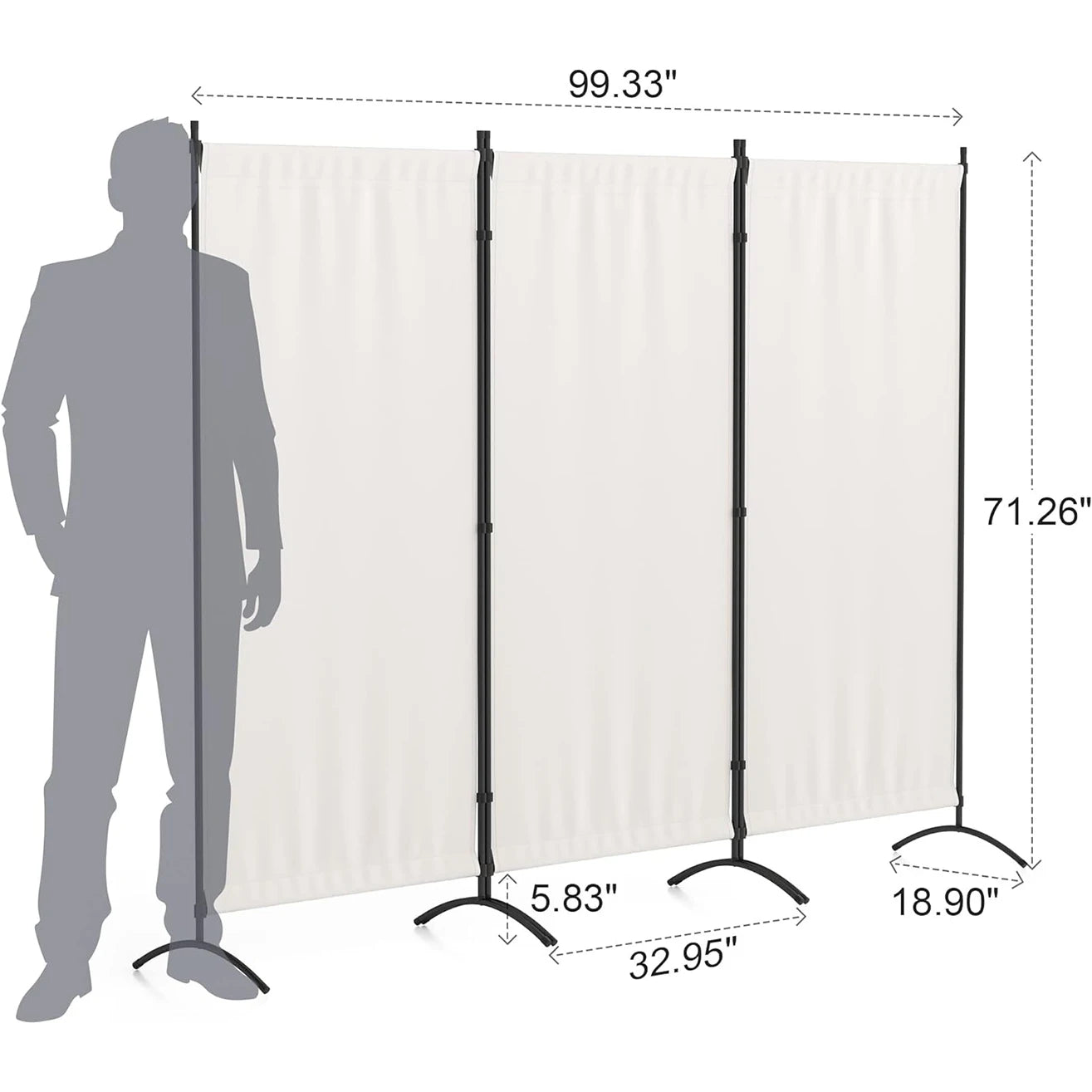 Room Divider, 99’‘W Folding Privacy Screens, 3 Panel Partitions Dividers, for Home, Office, Bedroom, Dorm Decor