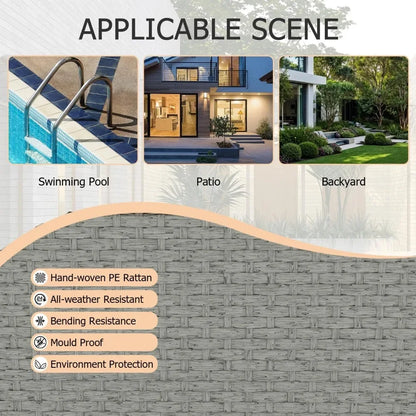 Furniture Set 7-Piece, All-Weather Outdoor Conversation Set Sectional Sofa with Water Resistant Grey Thick Cushions and Coffee Table