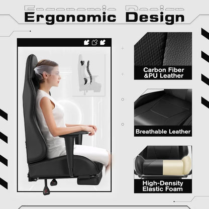Gaming , Computer Chair with Footrest and Massage Lumbar Support, Height Adjustable