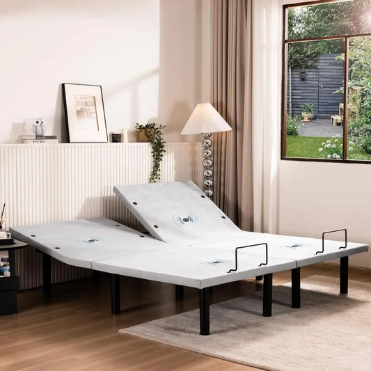 Adjustable Electric Split King Bed Base Frame with Massage, USB Type-C Ports, Zero Gravity, Under Bed Led Lighting