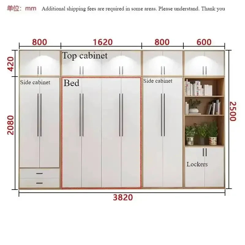 Full Murphy Bed with Closet Organizer with Drawers, Space-Saving, Hidden Bed ,for Multipurpose Room