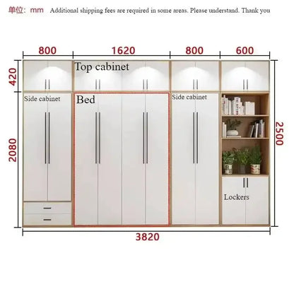 Full Murphy Bed with Closet Organizer with Drawers, Space-Saving, Hidden Bed ,for Multipurpose Room