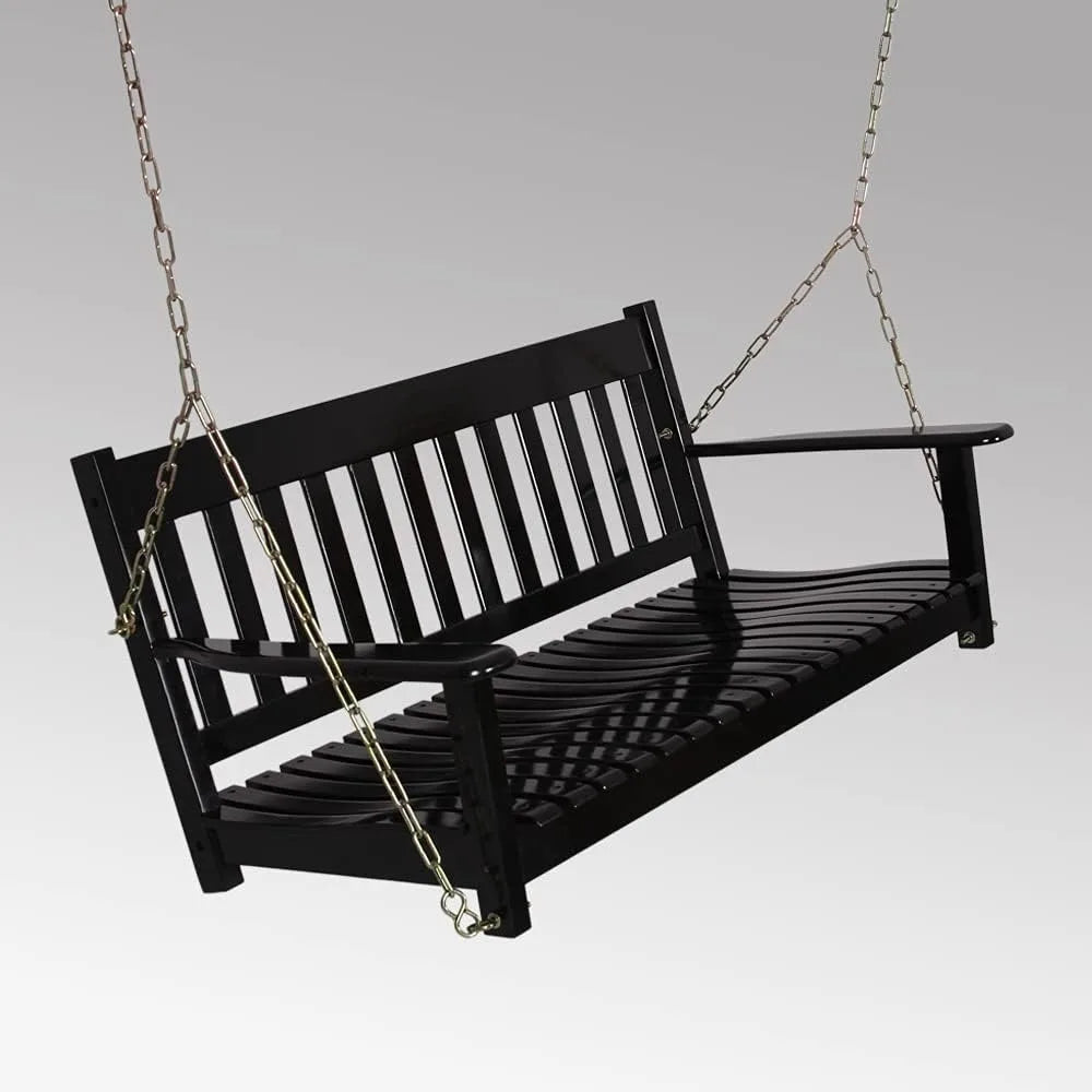 Hot Sale - Solid Wood Bentley Porch Swing, Black – Durable Outdoor Swing for Patio, Porch, Garden, Deck