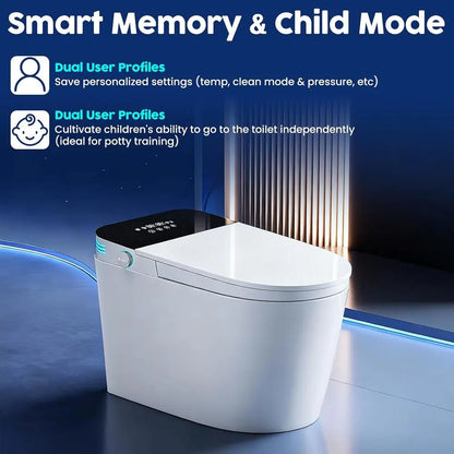 Smart Toilet with Bidet, Elongated Tankless Toilet, with Heated Seat, Auto Dual Flush, Warm Water & Air Dry