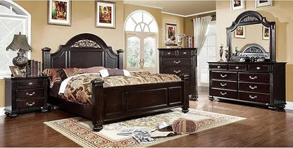 Hot sales 6-Piece Traditional Solid Wood Bedroom Set with Chest, Mirrored-Dresser and 2 Nightstands,