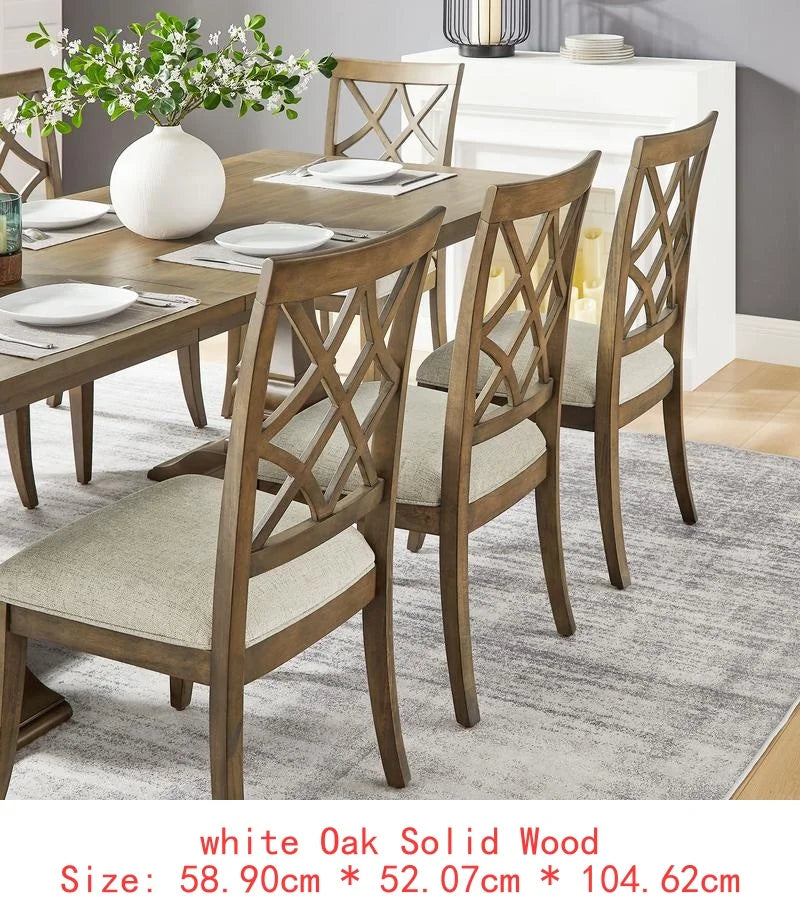 Extendable 7-Piece Retro Wooden Dining Set for 6, Curved Table & Upholstered Chairs