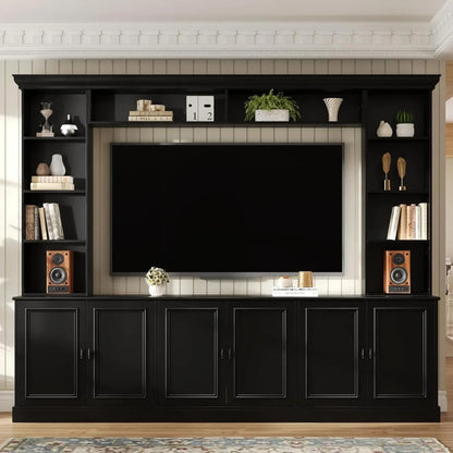 4-Piece Wall Unit Entertainment Center with Bookshelves for TVs up to 70,TV Stand