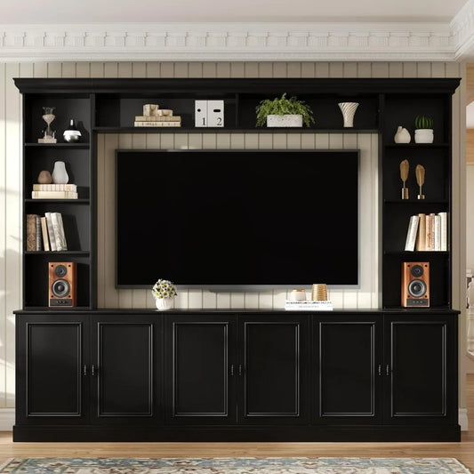4-Piece Wall Unit Entertainment Center with Bookshelves for TVs up to 70,TV Stand