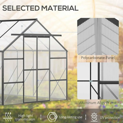 20' X 8' Aluminum Greenhouse Polycarbonate Walk-in Garden Greenhouse Kit with Adjustable Roof Vent 244.1"L x 96.5"W x 82.7"H