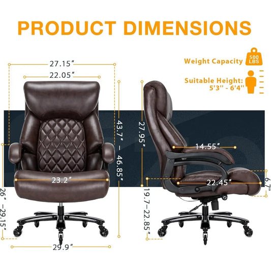 Big and Tall Office Chair for Heavy People, 500LBS High Back Extra Wide Heavy Duty Executive Office Chair