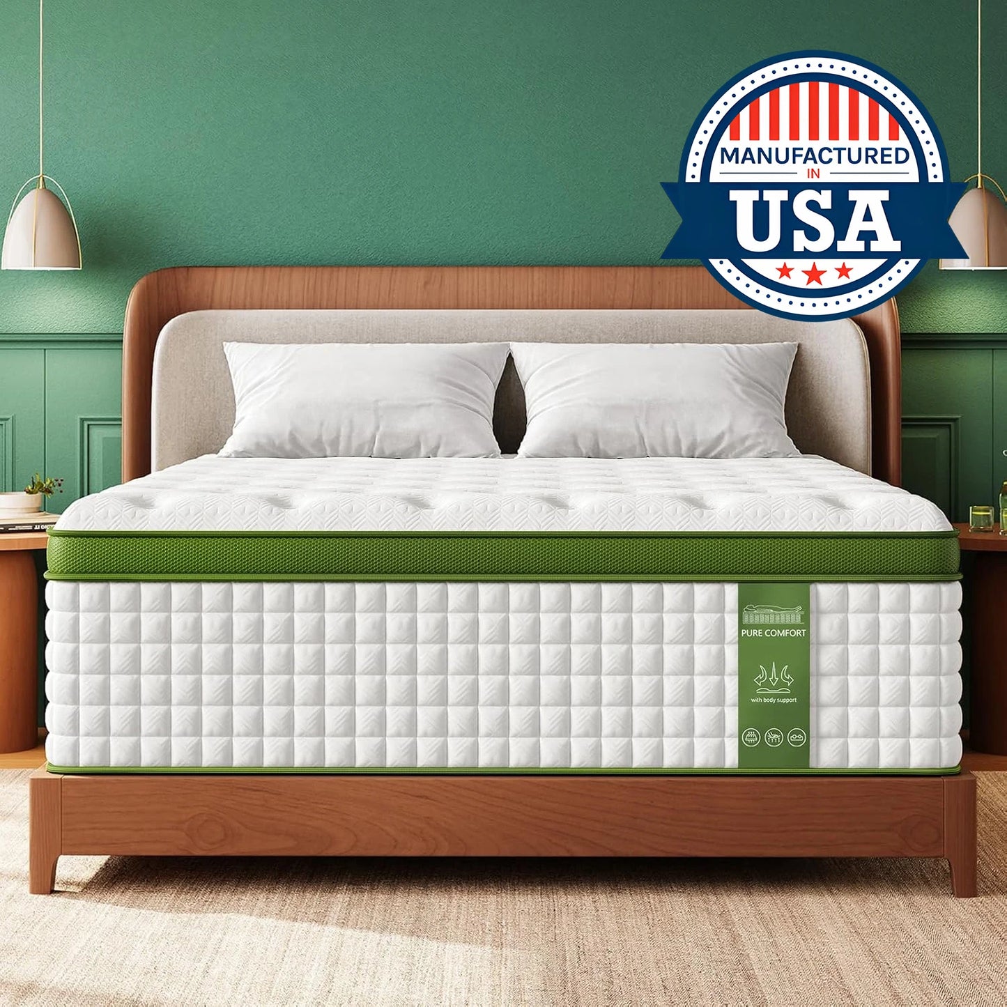12-14'' Hybrid Mattress, Full/King/Queen Size Mattress, Gel Memory Foam & Pocket Springs for Pressure Relief & Support