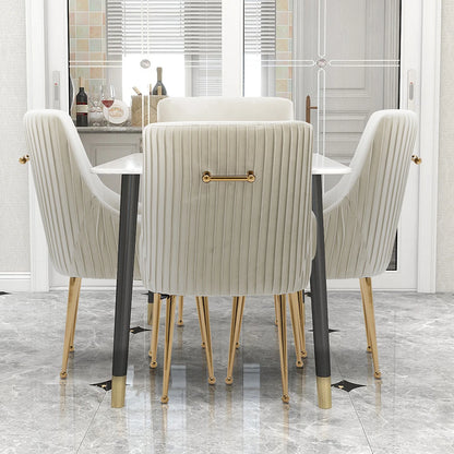 Glam Boucle Pleated Velvet Dining Chair Set of 4 with Rear Handle