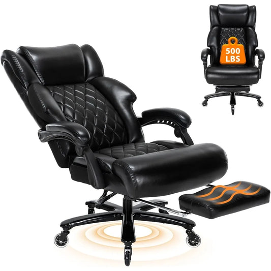 500 LBS Big and Tall Office Chair with Foot Rest High Back Recline Ergonomic Chair for Heavy People