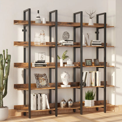 Bookcase and Bookshelves Triple Wide 6-Tiers Large Open Shelves
