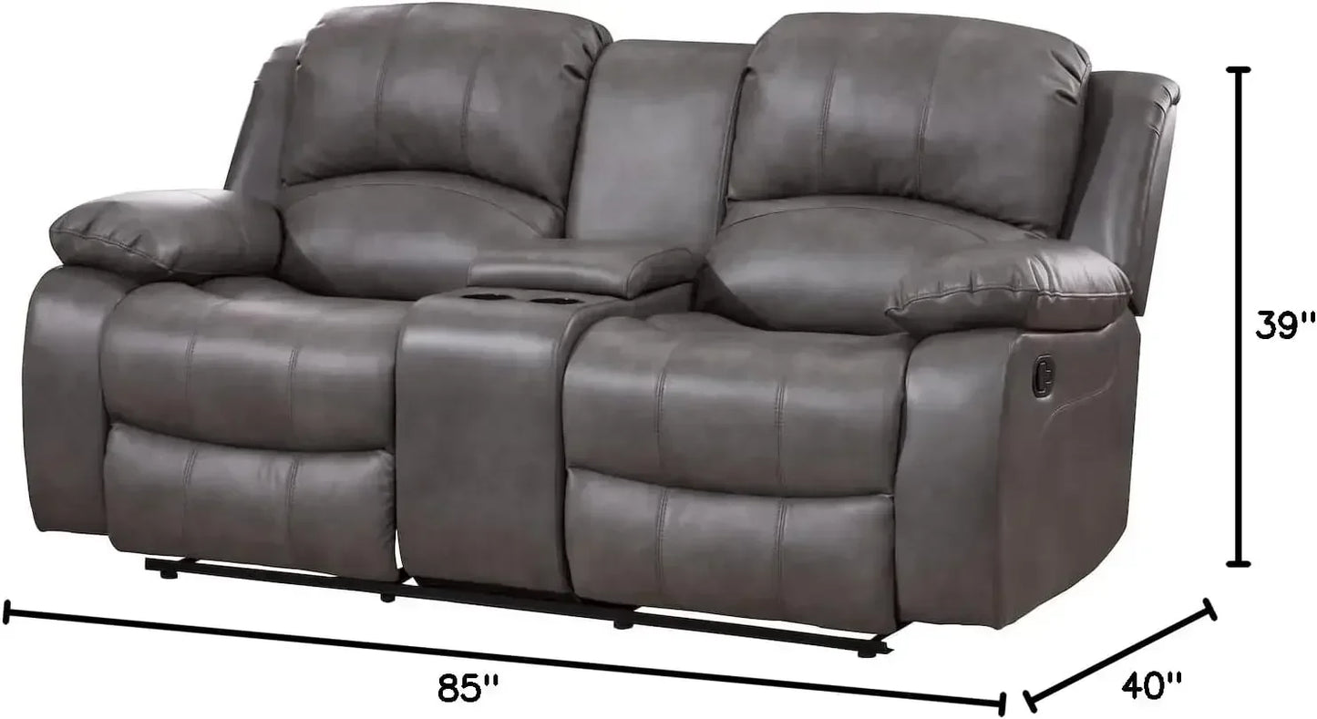 PC Leather Air Reclining Sofa Loveseat Set Living Room Set