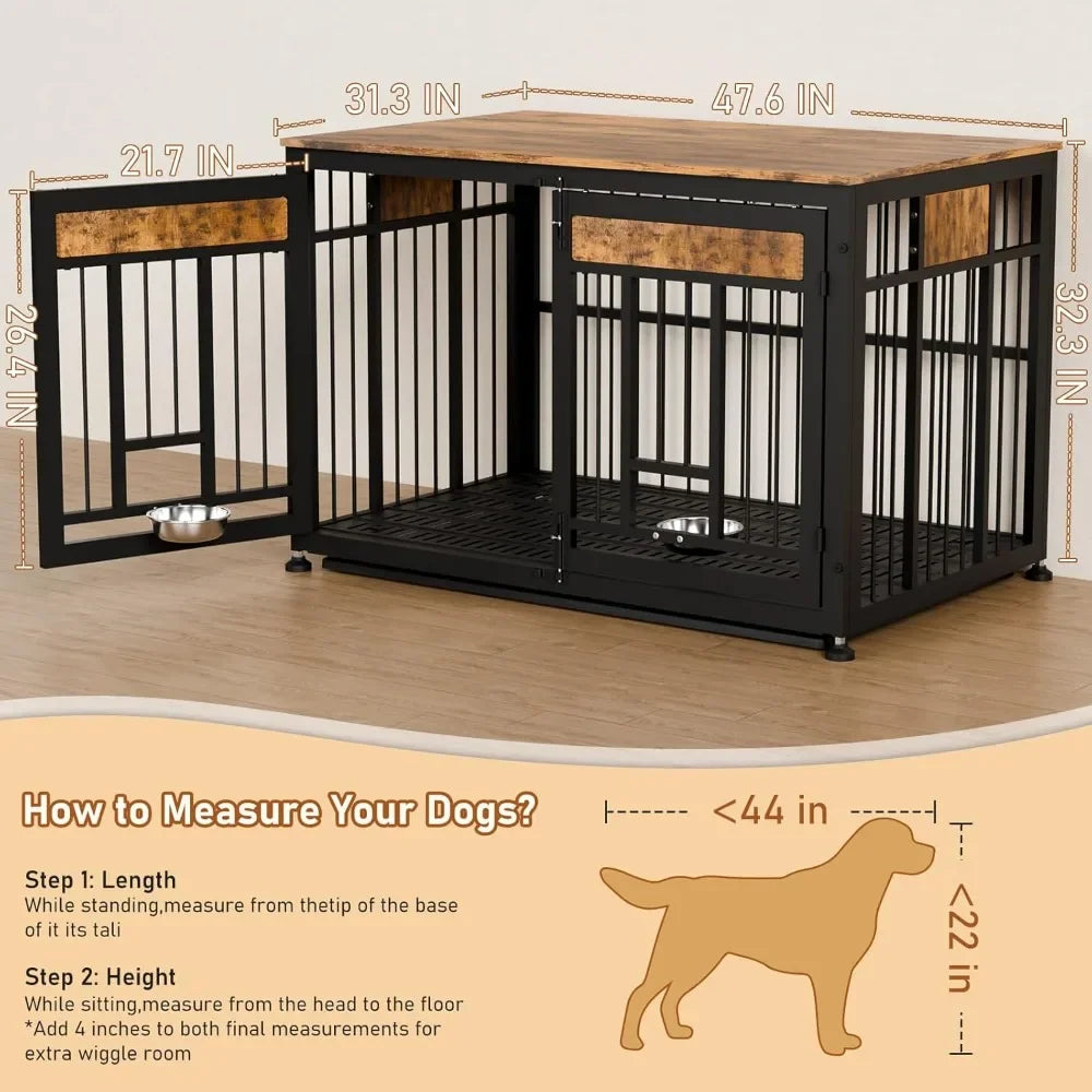 48 Inch Heavy Duty Dog Crate Furniture for Large Dogs, , Extra Large Wooden Cage Kennel