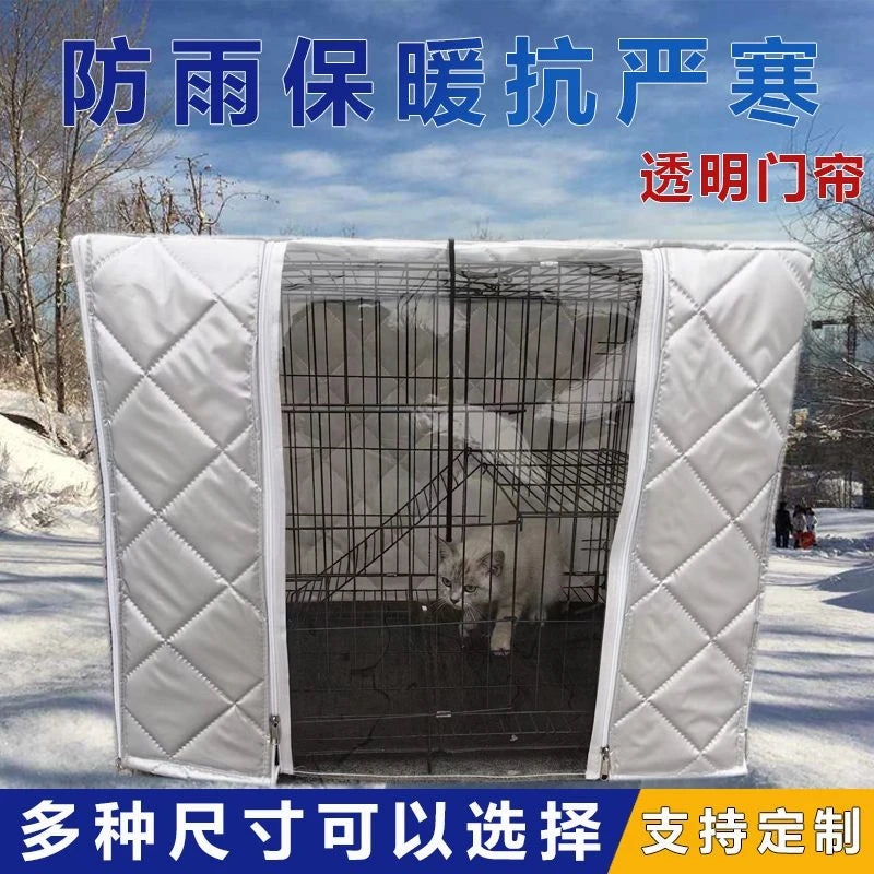 Waterproof Dog Cage Winter Outdoor shelter for Double Layer Warmth, Ox Cloth Material
