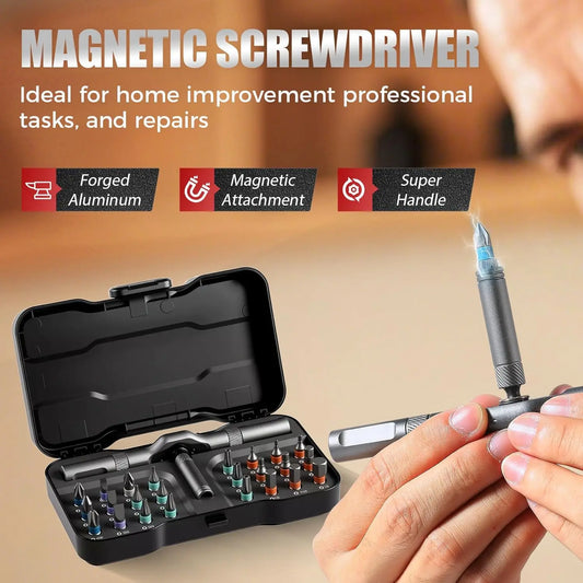 24 in1 Multifunction Ratchet Screwdriver Set, Multi Magnetic Bits, Mini Repair Tool Kit.