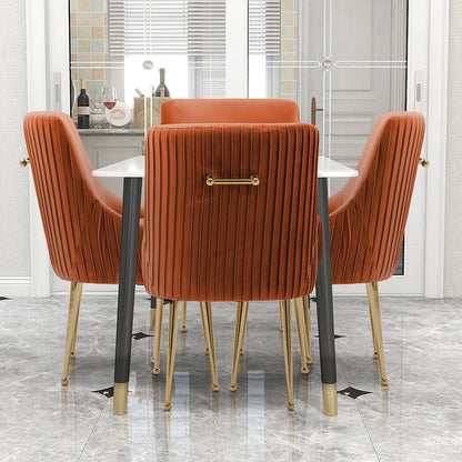 Glam Boucle Pleated Velvet Dining Chair Set of 4 with Rear Handle