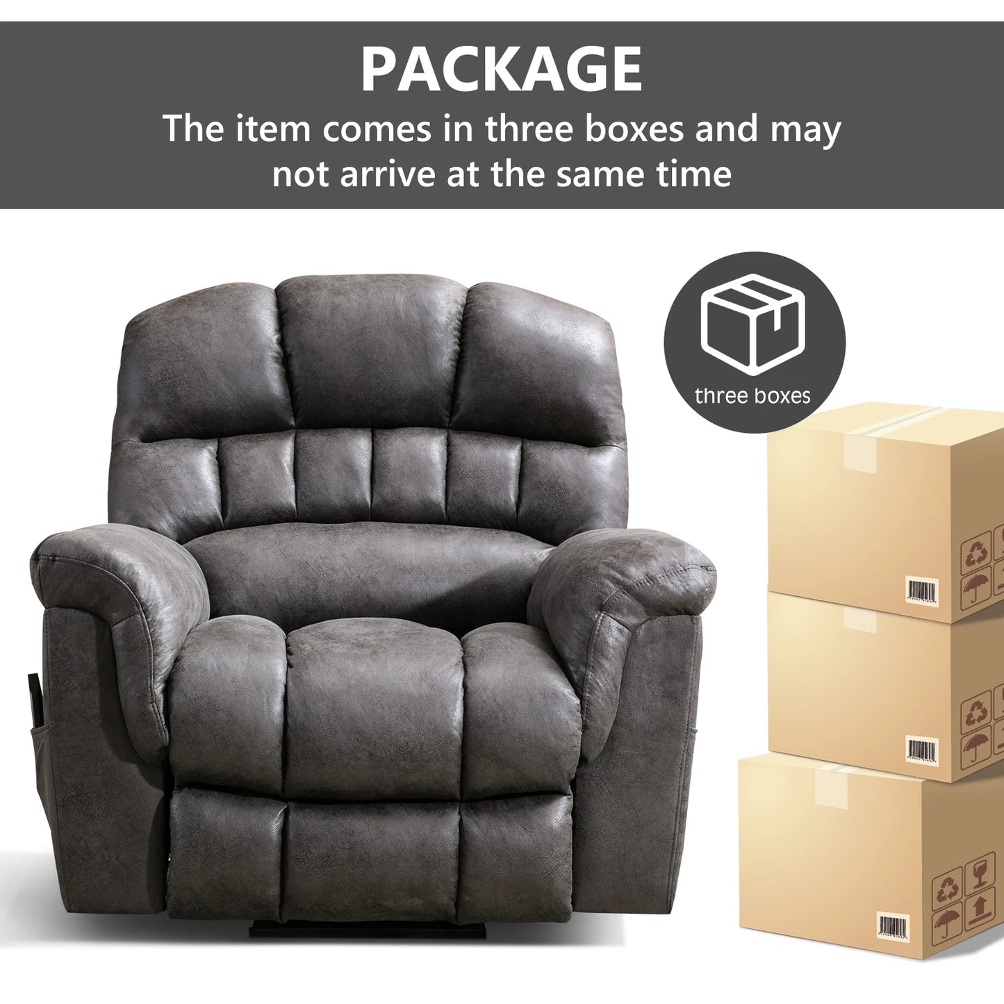 Large Power Lift Recliner Chairs with Massage and Heat for Elderly Big People, Heavy Duty Electric Faux Leather