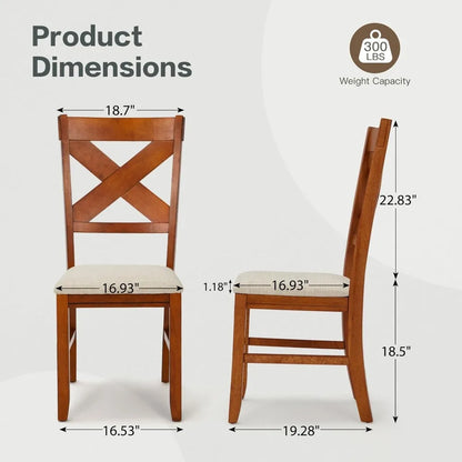 Set of 2, Modern Farmhouse Upholstered Dining Room Chair, Cross Back Solid Wood Sea