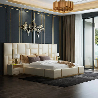 Italian White, Queen/King Size Bedroom Sets, Mirrored Home Furniture