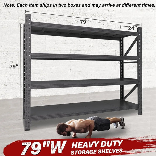 7000LBS Heavy Duty Garage Shelving Units 79 Wide Deep Storage Shelves for Industrial Workshop, Warehouse