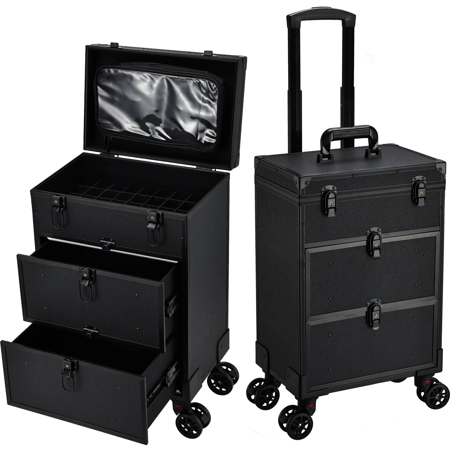 Cosmetology Case On Wheels Rolling Makeup Case Cart Professional Makeup Briefcase With Wheels For Cosmetics & Tattoo & Salon