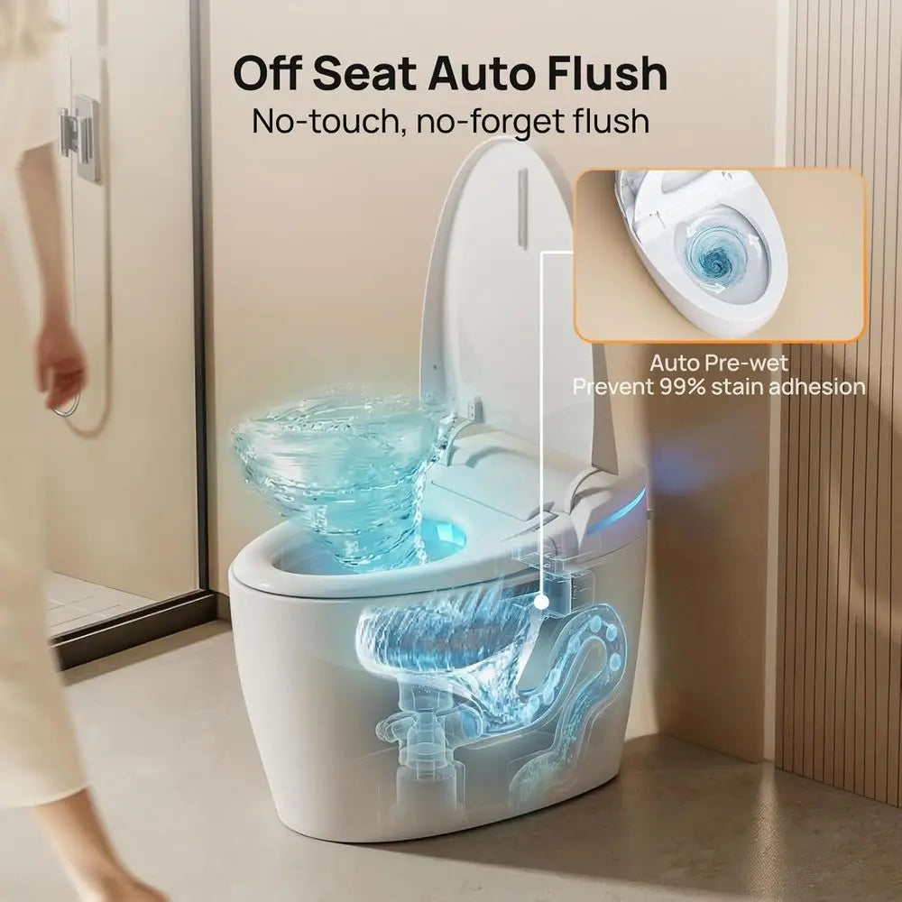 Smart Toilet with Bidet Built-in: Bidet Toilet with 4 Washing Modes Child Friendly, Toilet Bidet with Heated Seat, One Piece