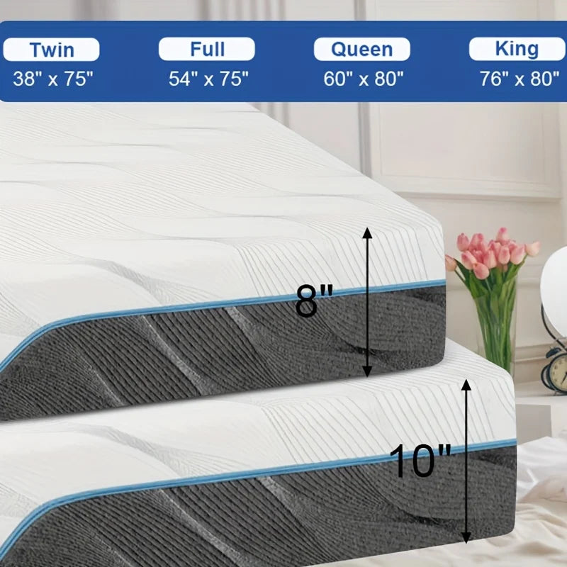 Queen Size Mattress, 8/10 Inch Medium Firm - Extra Firm Dual Sides Flipable Mattress for Back Pain Relief