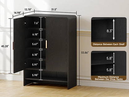 Shoe Cabinet, 6-Tier Shoe Storage Cabinet for Entryway, 45'' Large Wooden Shoe Organizer