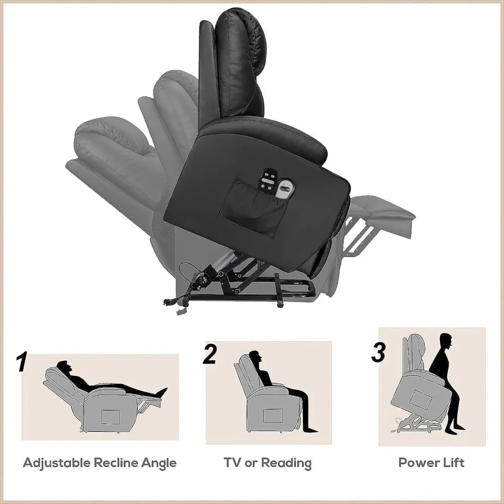 Power Lift Recliner Chair with Vibration Massage for Elderly Ergonomic Lounge Chair with Cup Holder