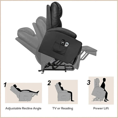 Power Lift Recliner Chair with Vibration Massage for Elderly Ergonomic Lounge Chair with Cup Holder