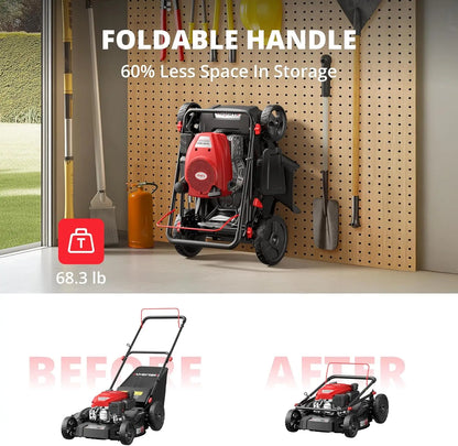 Customizable 21" Gas Lawn Mower, 3-in-1 Gas Powered Push Mower, 144cc 4-Stroke OHV Engine, 6 Height Adjustment