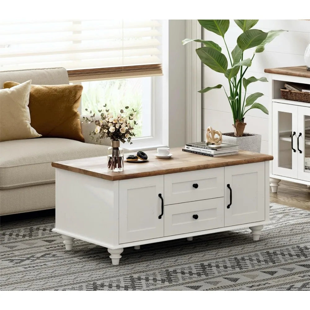 Coffee Table with Storage Cabinet,, Wood Rectangle Center Table with Drawer