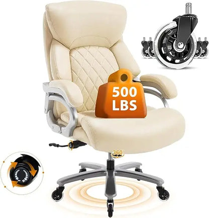 Big and Tall Office Chair for Heavy People, 500LBS High Back Extra Wide Heavy Duty Executive Office Chair