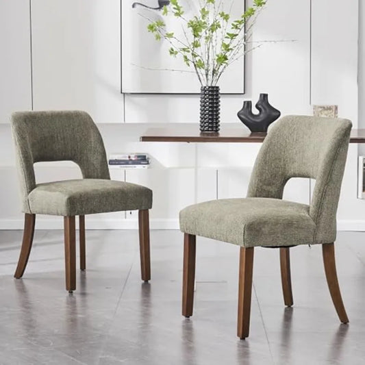 Wooden Dining Chairs Set of 2 Modern Fabric Upholstered Dining Room Chair, Farmhouse-style